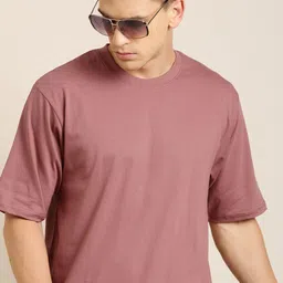 Difference of Opinion Men Dusty Pink Pure Cotton Drop-Shoulder Oversized Fit Oversized T-shirt-image-47