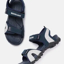 Woodland Men Navy Blue & Grey Brand Logo Printed Sports Sandal-28