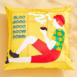 Home Centre Little Things Yellow & White Beaded Square Shaped Filler Cushion-image-94