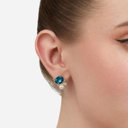 Zaveri Pearls Gold-Plated Pearls Studded Contemporary Shaped Studs-8