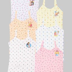 CAREPLUS Girls Pack Of 6 Assorted Cartoon Characters Printed Pure Cotton Camisoles-51