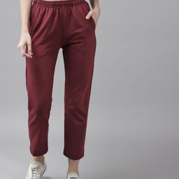 Cayman Women Burgundy Solid Pure Cotton Straight Fit Cropped Track Pants-image-102