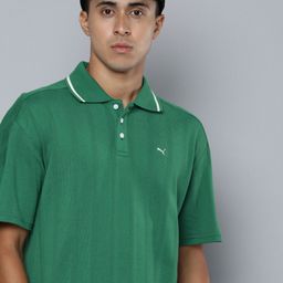 Puma MMQ T7 Unisex Self-Striped Polo Collar Pure Cotton Outdoor T-shirt-image-35
