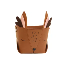 MARKET99 Brown Self Design Canvas Basket Organizer With Handle image 3