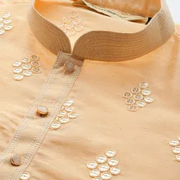 RAJUBHAI HARGOVINDAS Men Cream-Coloured Mirror Work Kurta with Churidar image 5