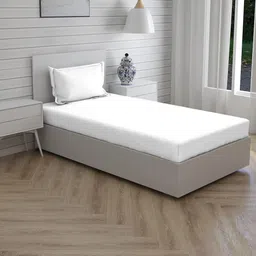 Trance Home Linen White 300 TC Pure Cotton Fitted Single Bedsheet With 1 Pillow Cover-image-5