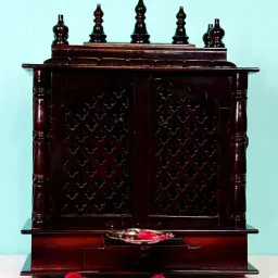 india home wood Brown Mango Wood Pooja Mandir With Door-picture-1