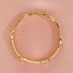 Rubans Set of 2, 22K Gold-Plated White Cubic Zirconia Studded Handcrafted Bangles image 3