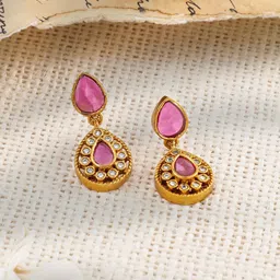 Rubans 22K Gold-Plated Ruby, Emerald, and Cubic Zirconia Studded Lakshmi Temple Choker Set image 5
