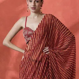 Sangria Ready to wear Poly Georgette Leheriya Saree-picture-46