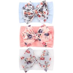 SYGA Infant Girls Pack Of 3 Printed Stretchable Bow Headbands-56