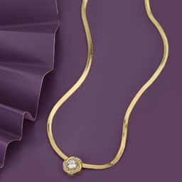 Carlton London Women 18Kt Gold Plated Classic Solitaire Pendant with Snake Chain-image-55