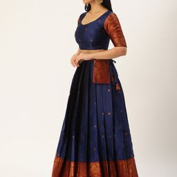 Fabcartz Woven Design Zari Semi-Stitched Lehenga & Unstitched Blouse With Dupatta image 3