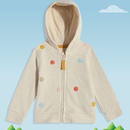 mothercare Girls Cream-Coloured Embroidered Pure Cotton Hooded Sweatshirt-image-75