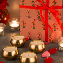 Fabindia Shalimar Gold-Toned 4 Pieces Metal Scented Jar Candles-image-65