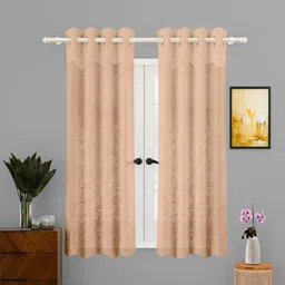 Kuber Industries Gold-Toned 4 Pieces Self Design Cotton Window Curtains-image-41