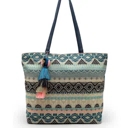 Anekaant Geometric Structured Shoulder Bag with Tasselled image 2