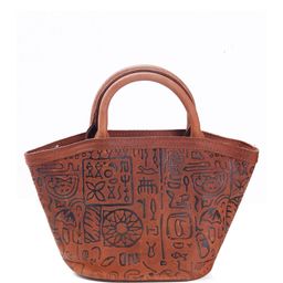 Calvadoss Ethnic Motifs Printed Leather Half Moon Handheld Bag with Applique image 2