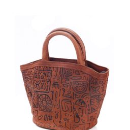 Calvadoss Ethnic Motifs Printed Leather Half Moon Handheld Bag with Applique image 3