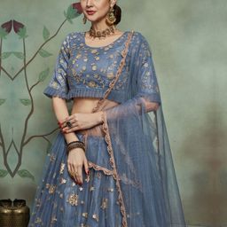 Fusionic Embroidered Semi-Stitched Net Lehenga & Unstitched Blouse With Dupatta image 5