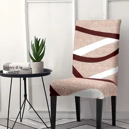 Cortina Beige & White Abstract Printed Non-Slip Chair Cover-9