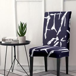 Cortina Blue & White Abstract Printed Non-Slip Chair Cover-27