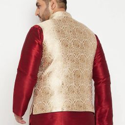 vastramay plus Damask Print Nehru Jacket image 3