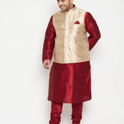 vastramay plus Damask Print Nehru Jacket image 4
