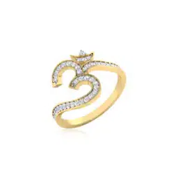 Trendy AUM Gold Diamond Mens Ring-image-82