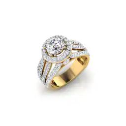 Yellow Gold Hoops Solitaire Ring-image-77