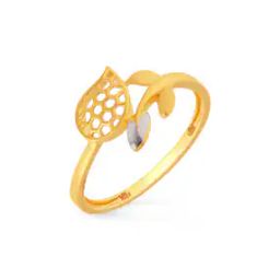 Women Yellow Gold Leaf Ring-image-8