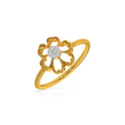 Men Yellow Gold Diamond Studded Ring - Blooming Flower Diamond Ring-image-50