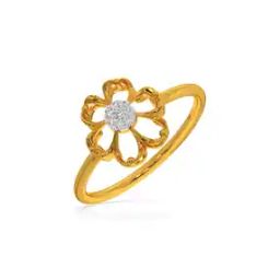 Men Yellow Gold Diamond Studded Ring - Blooming Flower Diamond Ring-image-47