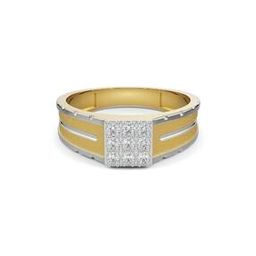 Men Yellow Gold Lab Grown Diamond-Studded Band Ring-image-59