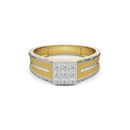 Men Yellow Gold Lab Grown Diamond-Studded Band Ring-image-62
