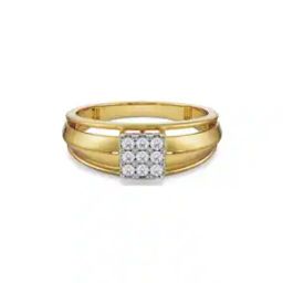 Men Yellow Gold Lab Grown Diamond-Studded Band Ring-image-79