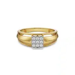 Men Yellow Gold Lab Grown Diamond-Studded Band Ring-image-97