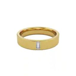 Yellow Gold Baguette Lab Grown Diamond Band Ring-image-16