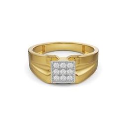 Men Yellow Gold Brushed Lab Grown Diamond-Studded Band Ring-image-75