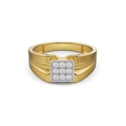 Men Yellow Gold Brushed Lab Grown Diamond-Studded Band Ring-image-92