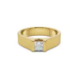 Men Yellow Gold Jacob Solitaire Lab Grown Diamond-Studded Band Ring-image-76