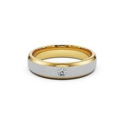 Men Yellow Gold Mixed Metal Lab Grown Diamond-Studded Band Ring-image-93