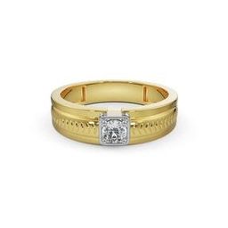 Men Yellow Gold Liam Lab Grown Diamond-Studded Band Ring-image-85