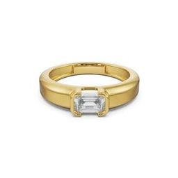 Men Yellow Gold Bold Emerald Lab Grow Diamond-Studded Band Ring-image-6