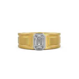 Men Yellow Gold Alpha Wedding Lab Grown Diamond Ring-image-53