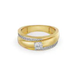 Men Sleek Line Pave Lab Grown Diamond Band Ring-image-9