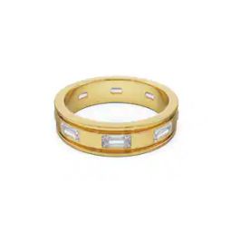 Men Yellow Gold Lab Grown Diamond-Studded Band Ring-image-41