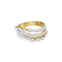 Women Yellow Gold Snowflakes Peary Lab Grown Diamond Band Ring-image-11