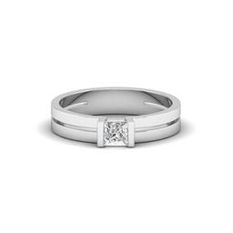 Men White Gold Lab Grown Diamond-Studded The Solitaire Frame Ring-image-70