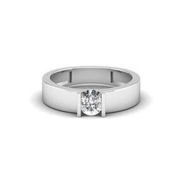 Men White Gold Lab Grown Diamond Solitaire Horizon Ring-image-110